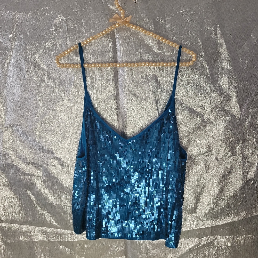 Turquoise Sequin Tank Top